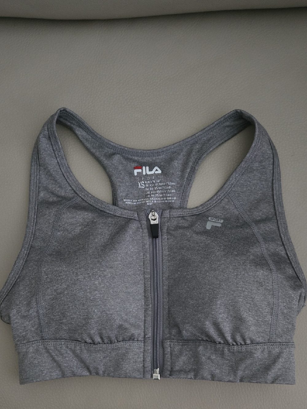 Fila Gray Front-Zip Racerback Sports Bra